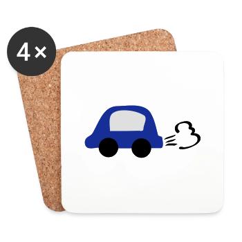 blue_car - Dessous de verre (lot de 4) - blanc - Devant