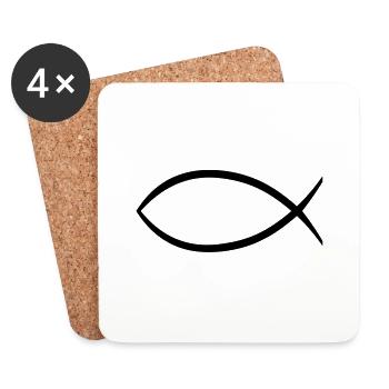 jesus_fisch_symbol__f1 - Untersetzer (4er-Set) - Weiß - Vorne