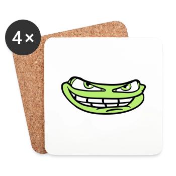 visage tête mal meme sourire drôle comique comique - Dessous de verre (lot de 4) - blanc - Devant