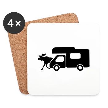 camping-car - Dessous de verre (lot de 4) - blanc - Devant