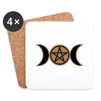Pentakel /Pentagramm - Wicca triple moon / Mond - Untersetzer (4er-Set) - Weiß - Vorne