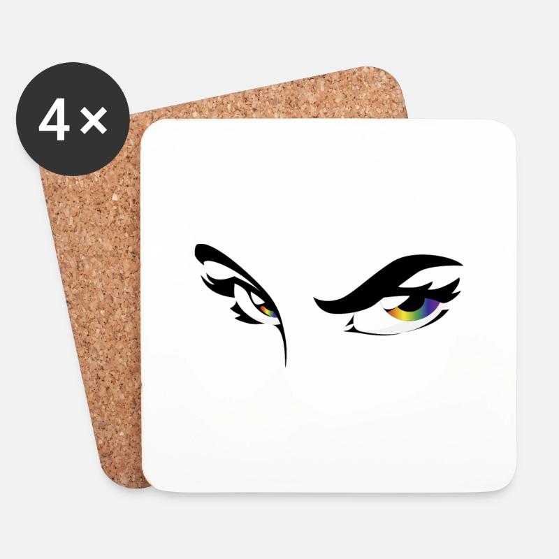 Rainbow 34b - Augen - Gesicht - face - Untersetzer (4er-Set) - Weiß