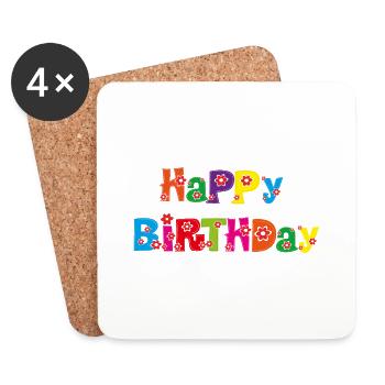 Happy Birthday Birthday Gift Special Day - Coasters (set of 4) - white - Front