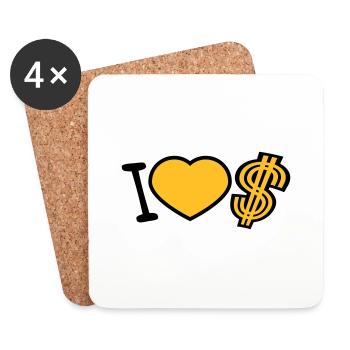 coeur dollar j'aime amour symbole signe argent riche - Dessous de verre (lot de 4) - blanc - Devant