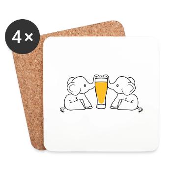 Couple d'équipe 2 amis équipage alcool bière d'éléphant sucer - Dessous de verre (lot de 4) - blanc - Devant