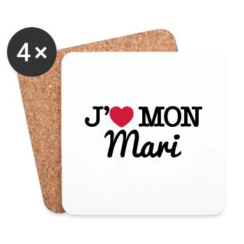 J'aime mon mari - Dessous de verre (lot de 4) - blanc - Devant