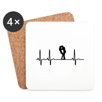 Bachata Sensual Kizomba Zouk Heartbeat Gift - Coasters (set of 4) - white - Front