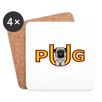PUG - carlin - Dessous de verre (lot de 4) - blanc - Devant