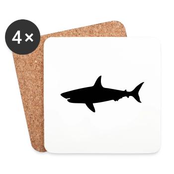 dessin requin squale plongée sous marine - Dessous de verre (lot de 4) - blanc - Devant