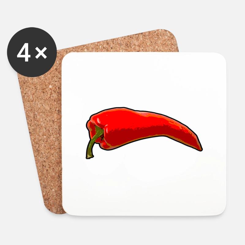 Chilischote - Untersetzer (4er-Set) - Weiß