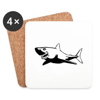Poisson requin dangereux - Dessous de verre (lot de 4) - blanc - Devant