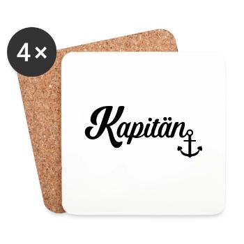 Für Skipper und Seebären: Kapitän-Print mit Anker - Untersetzer (4er-Set) - Weiß - Vorne