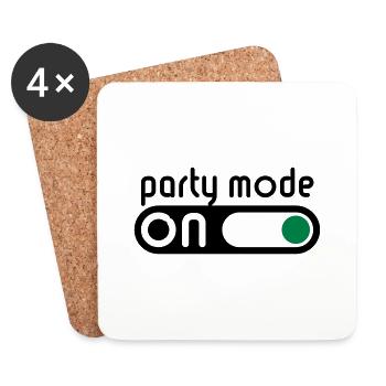 Party Mode On (Partying / Switch On) - Coasters (set of 4) - white - Front