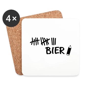 Striche - Bier Stift - Untersetzer (4er-Set) - Weiß - Vorne