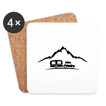 Reise - Auto Anhänger - Untersetzer (4er-Set) - Weiß - Vorne