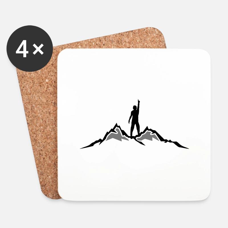 Sport - Berge Wanderer - Untersetzer (4er-Set) - Weiß
