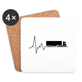 herzschlag aufleger lkw - Untersetzer (4er-Set) - Weiß - Vorne