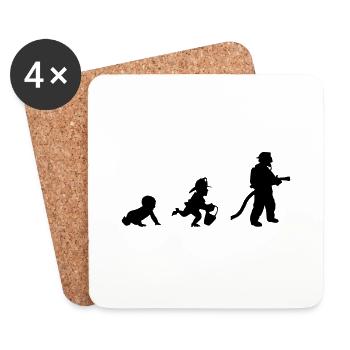 Du bébé aux jeunes pompiers en passant par les pompiers - Dessous de verre (lot de 4) - blanc - Devant