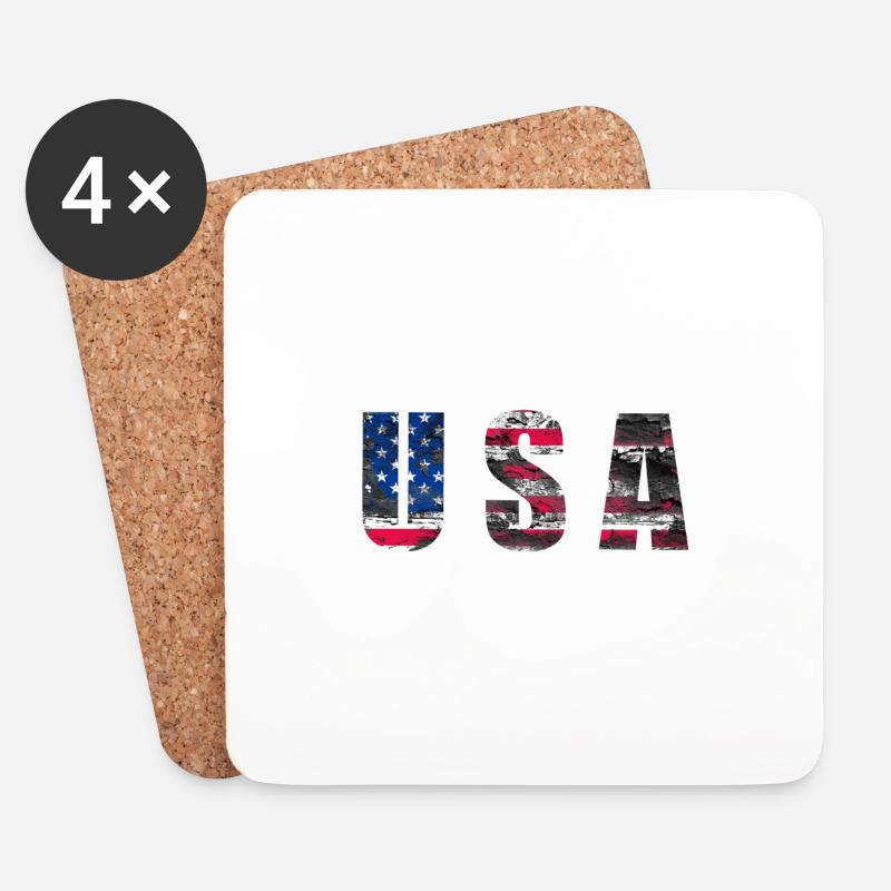 USA - Untersetzer (4er-Set) - Weiß