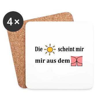 Die Sonne scheint mir aus dem Popo - Untersetzer (4er-Set) - Weiß - Vorne