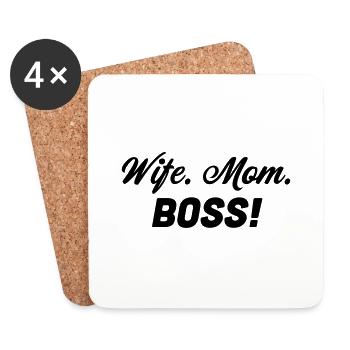 wife. mom. boss! - Untersetzer (4er-Set) - Weiß - Vorne