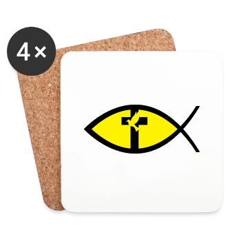 Taube im Kreuz & im Fisch - Untersetzer (4er-Set) - Weiß - Vorne