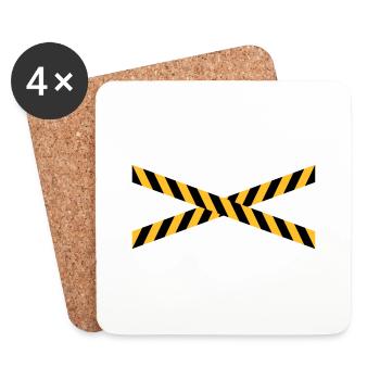 Ruban d'avertissement de conception de ligne - Dessous de verre (lot de 4) - blanc - Devant
