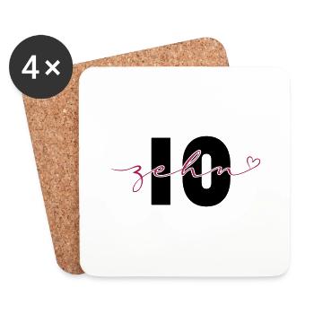10 years ten calligraphy number 10th birthday - Coasters (set of 4) - white - Front
