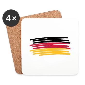 Deutschland Farben Stift gemalt Fahne - Untersetzer (4er-Set) - Weiß - Vorne