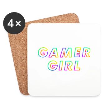 Gamer Girl Geschenk für Zocker Freundin und Frauen - Untersetzer (4er-Set) - Weiß - Vorne