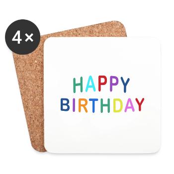 HAPPY BIRTHDAY COLOR - Untersetzer (4er-Set) - Weiß - Vorne