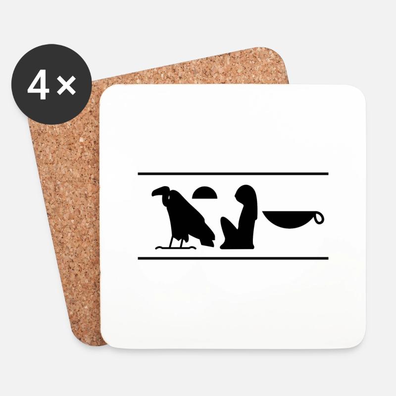 « Ta mère » - Hiéroglyphes - Dessous de verre (lot de 4) - blanc