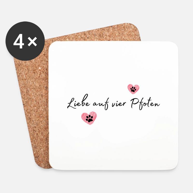 Hund - Liebe auf vier Pfoten - Untersetzer (4er-Set) - Weiß