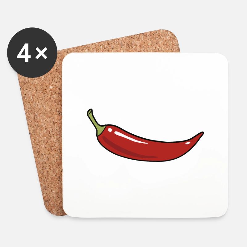 Chilli - Untersetzer (4er-Set) - Weiß