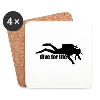 Diver Silhouette – Freediving Minimal Art - Untersetzer (4er-Set) - Weiß - Vorne