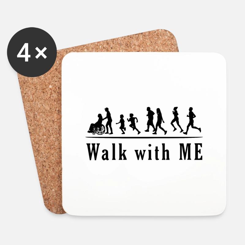 Walk mit ME Silhouette in schwarzem Print - Untersetzer (4er-Set) - Weiß