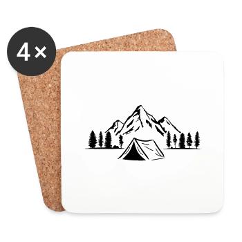 Camping Aventure, Montagne et Forêt - Dessous de verre (lot de 4) - blanc - Devant