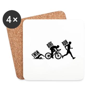 Swim Bike Run - Coasters (set of 4) - white - Front