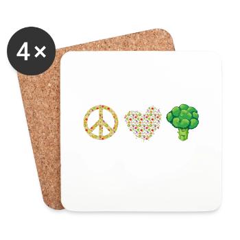 Peace Love Veggies Vegan Funny Veganism - Untersetzer (4er-Set) - Weiß - Vorne