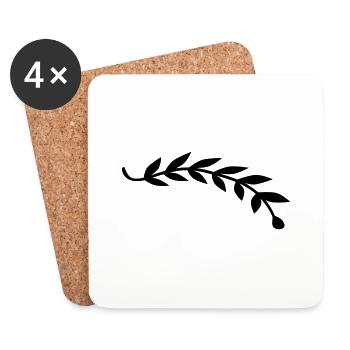 Bay leaf plant branch - Coasters (set of 4) - white - Front