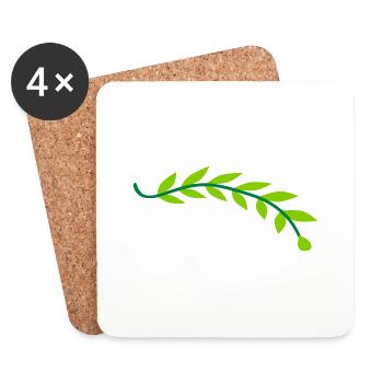 Branche de feuille de laurier végétal - Dessous de verre (lot de 4) - blanc - Devant
