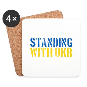 Debout avec l’Ukraine Yellow Blue Peace Grunge - Dessous de verre (lot de 4) - blanc - Devant