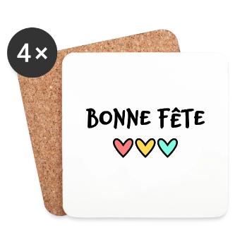 BONNE FÊTE. FÊTE DES MÈRES. FÊTE DES PÈRES. FÊTE - Dessous de verre (lot de 4) - blanc - Devant