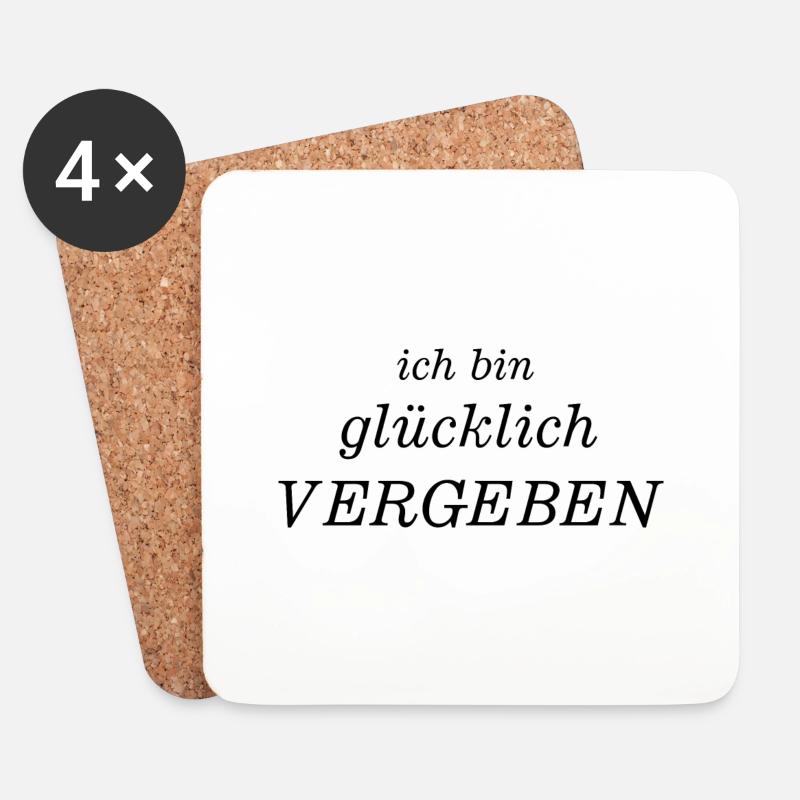 Glücklich vergeben - Untersetzer (4er-Set) - Weiß