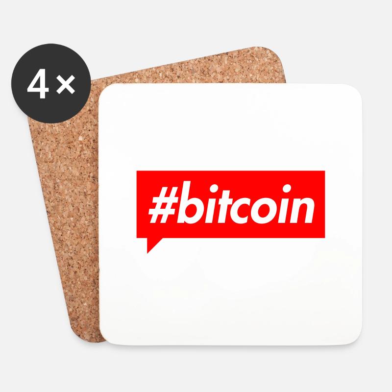 Hashtag Bitcoin - Untersetzer (4er-Set) - Weiß