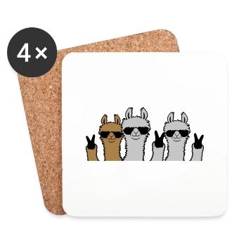 Crew Freunde Lama Peace - Untersetzer (4er-Set) - Weiß - Vorne