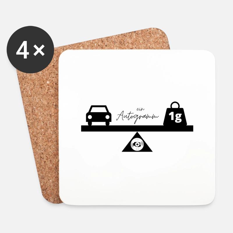 Autogramm - ein Auto und ein Gramm auf einer Waage - Untersetzer (4er-Set) - Weiß