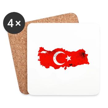 Türkei Flagge Türkische Flagge Vintage - Untersetzer (4er-Set) - Weiß - Vorne