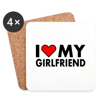 I love my girlfriend - Dessous de verre (lot de 4) - blanc - Devant