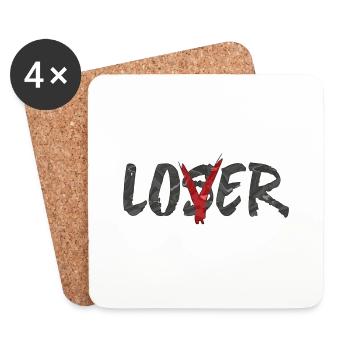 Loser lover drôle mème clown geek cool vintage - Dessous de verre (lot de 4) - blanc - Devant
